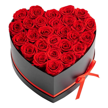 Preserved Roses, 27 Red Roses in Heart-Shaped Box