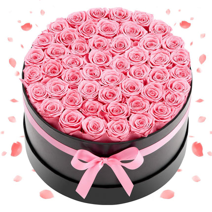 Preserved Roses, 50 Count, Sweet Pink Round Box