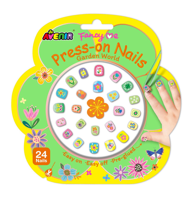 Opdrukbare nagels, tuinthema, eenvoudig aan te brengen, 24 stuks