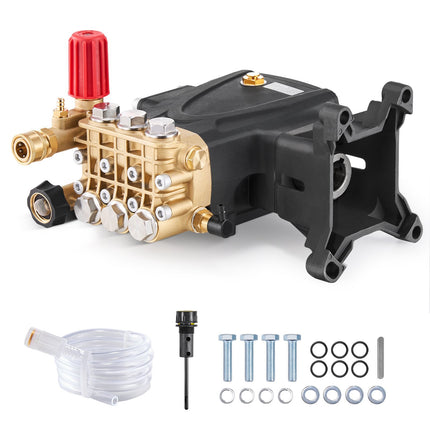 Pressure Washer Pump, Triplex Plunger, 4000 PSI, 4.0 GPM, 1 in Shaft