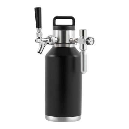 Pressurized Beer Growler Mini Keg, 64oz, CO2 Tap, Stainless Steel