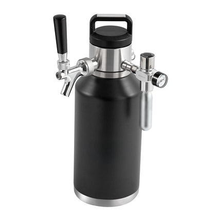 Pressurized Beer Growler Mini Keg, 64oz, CO2 Tap, Stainless Steel
