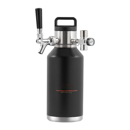 Pressurized Beer Growler Mini Keg, 64oz, CO2 Tap, Stainless Steel