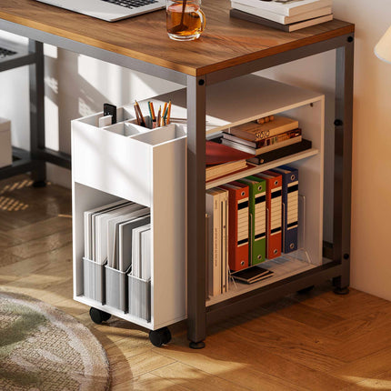 Printer Stand with Shelves, White, 70 x 34 x 60 cm