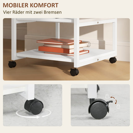 Printer Stand with Wheels, 3-Tier Steel, 50 x 50 x 52.5 cm