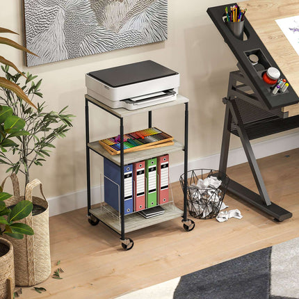 Printer trolley in steel - 3-level stand, holds 12 kg