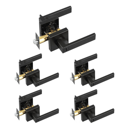 Privacy Door Lever Handle, Matte Black, Reversible, 5-Pack