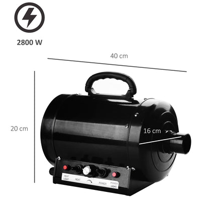 Professional 2800W quiet dog hair dryer, metallic black 40x16x20cm