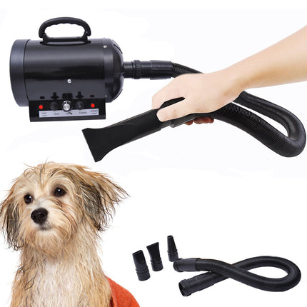 Professional 2800W quiet dog hair dryer, metallic black 40x16x20cm