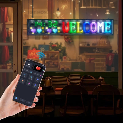 Programmable LED Sign, Full-Color, Bluetooth App, 40x8 in