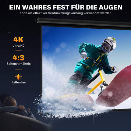 Projector Screen 84 Inch 4:3, 171 x 128 cm Pull-Down