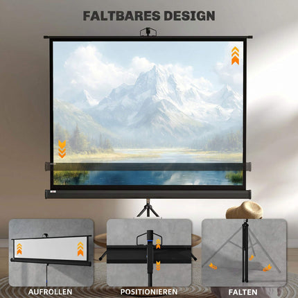 Projector Screen 84 Inch 4:3, Adjustable Height, Black