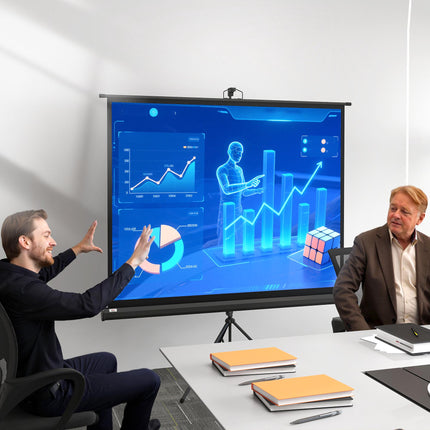 Projector Screen 84 Inch 4:3, Adjustable Height, Black