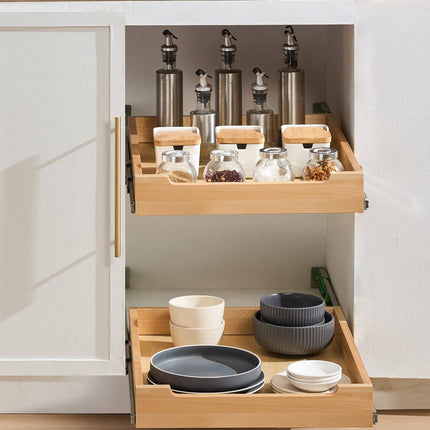 Pull-Out Cabinet Organizer, 17 x 21 in, Soft-Close, Solid Wood