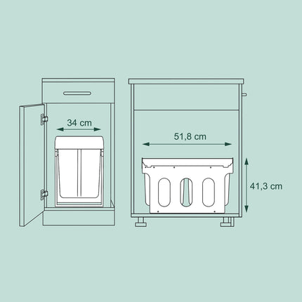 Pull-Out Kitchen Waste Bin, Black, Space-Saving Design