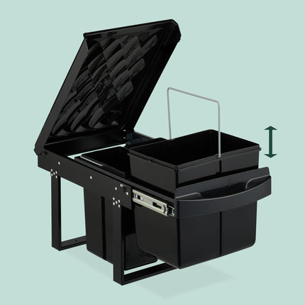 Pull-Out Kitchen Waste Bin, Black, Space-Saving Design
