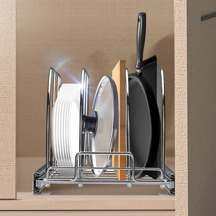 Pull-Out Pan and Pot Rack, Adjustable Dividers, Carbon Steel