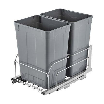 Pull-Out Trash Can, Double 35 Qt, Soft-Close, Grey