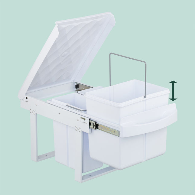 Pull-Out Waste Bin with Lid, White, Space-Saving