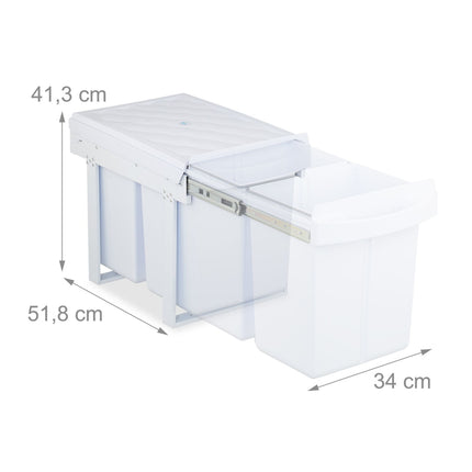 Pull-Out Waste Bin with Lid – White, Space-Saving Design