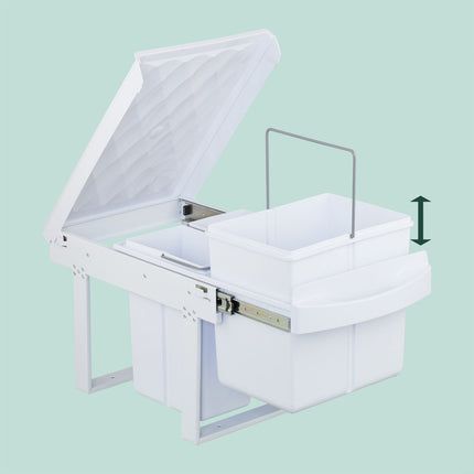 Pull-Out Waste Bin with Lid – White, Space-Saving Design