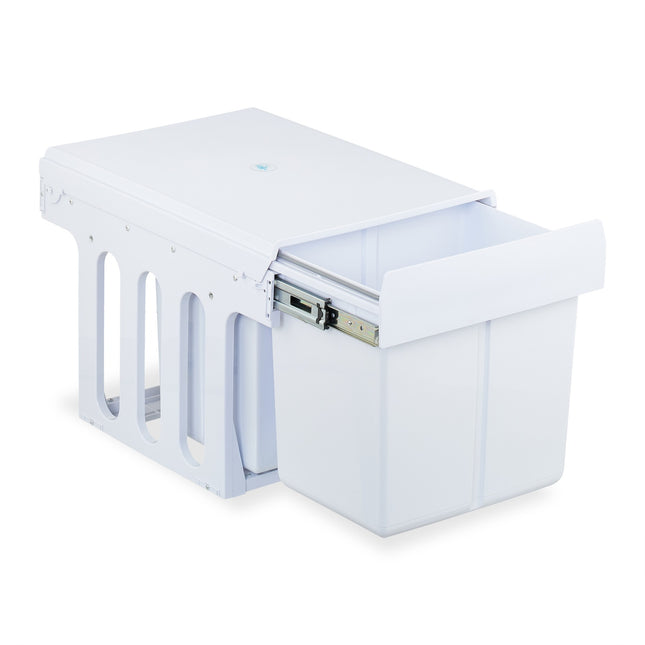Pull-Out Waste Bin with Telescopic Rail, White