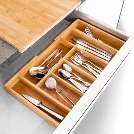 Pull-out cutlery box in bamboo size XL
