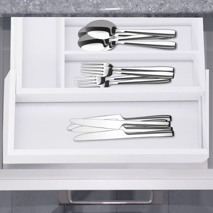 Pull-out cutlery box in white bamboo