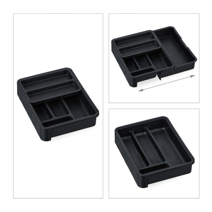 Pull-out cutlery tray in black