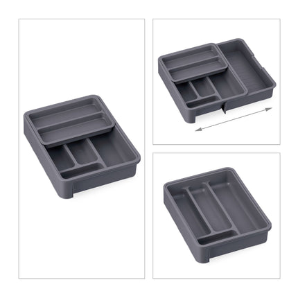 Pull-out cutlery tray in dark grey