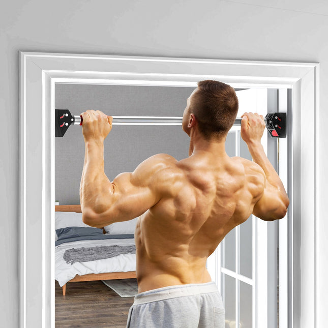 Adjustable steel pull-up bar, non-slip, door or wall mount