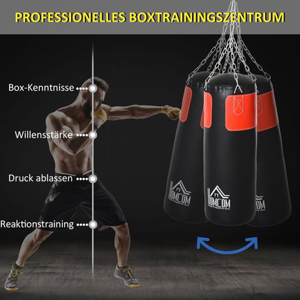 Punching bag set with gloves, filled, 120cm, black/red