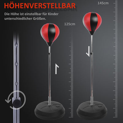 Adjustable punch ball set with stand and gloves (125-145cm)