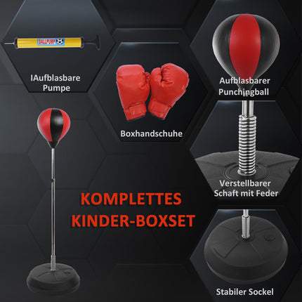 Adjustable punch ball set with stand and gloves (125-145cm)