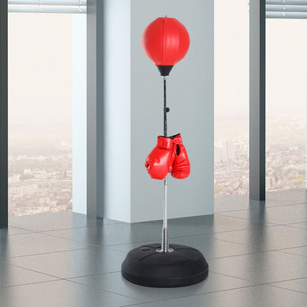 Standing punching bag with gloves, adjustable height 126-144cm