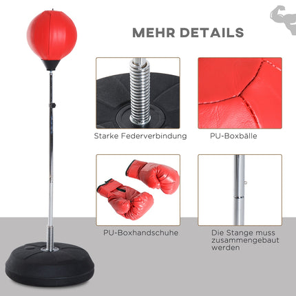 Standing punching bag with gloves, adjustable height 126-144cm