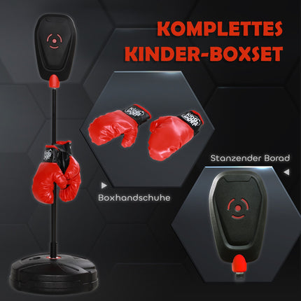 Adjustable boxing bag, 88-124 cm, with gloves, black