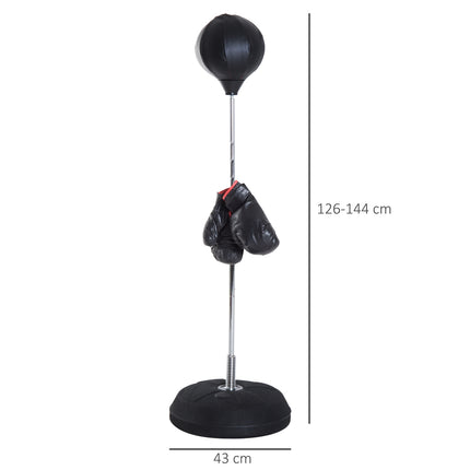 Adjustable standing boxing trainer with gloves and stand