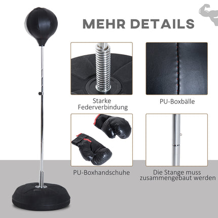 Adjustable standing boxing trainer with gloves and stand