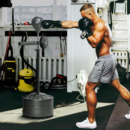 Adjustable boxing rack with reflective bar, HDPE and leather
