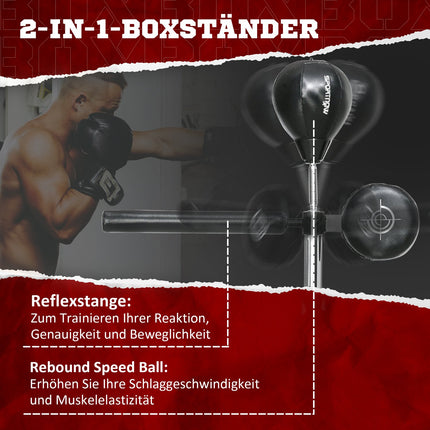 Adjustable boxing rack with reflective bar, HDPE and leather