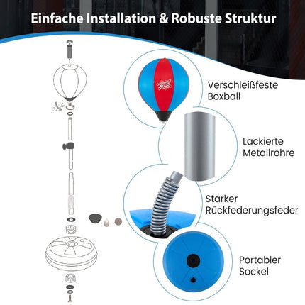 Punching ball 120-154cm height adjustable standing punching ball punching bag set boxing set children blue
