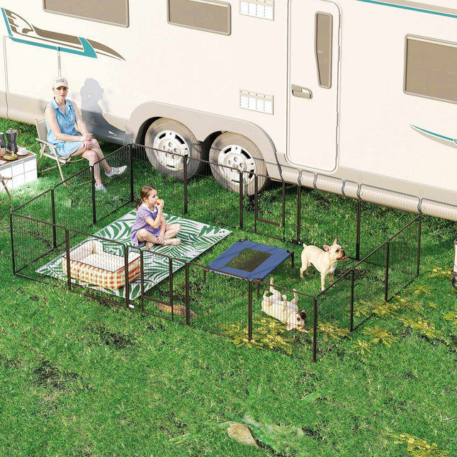 Puppy Playpen, 16 Panels, Foldable with Door, 3.2m x 3.2m