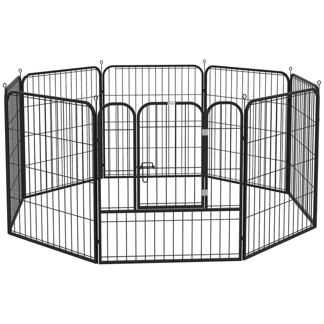 Metal puppy enclosure with door, customizable, black, 79x79 cm