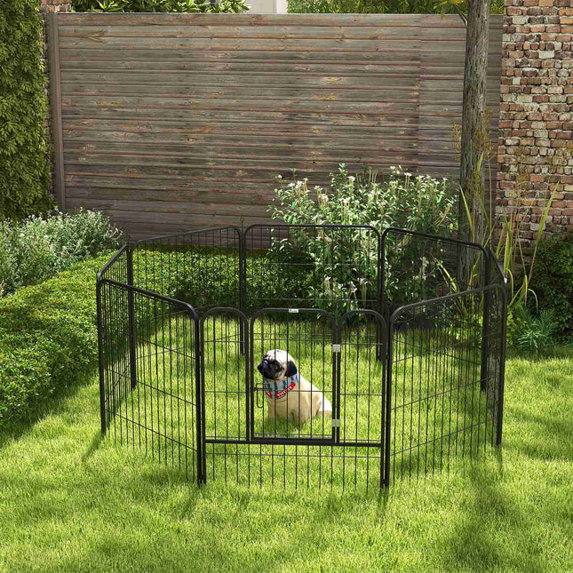 Metal puppy enclosure with door, customizable, black, 79x79 cm