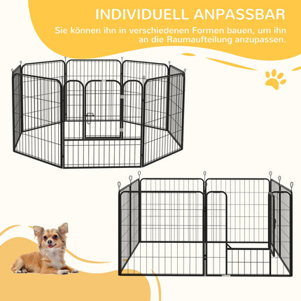 Metal puppy enclosure with door, customizable, black, 79x79 cm