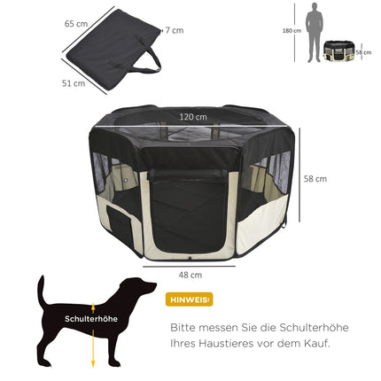 Puppy pen, Fence for outdoor use, 120 cm diameter, durable Oxford fabric