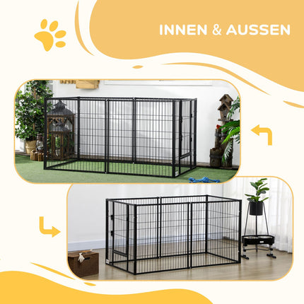 Puppy playpen with door, 6 panels, indoor/outdoor steel