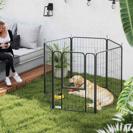 Hexagonal puppy playpen - collapsible, 100 cm high, outdoor use