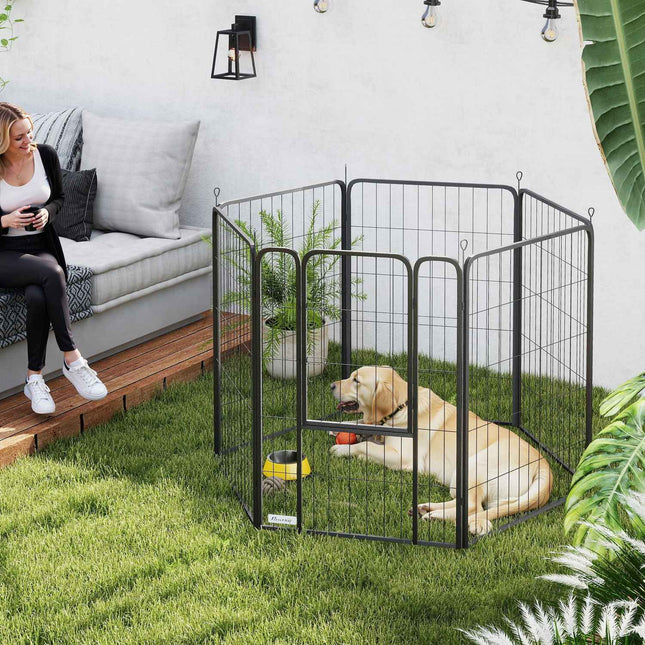 Hexagonal puppy playpen - collapsible, 100 cm high, outdoor use
